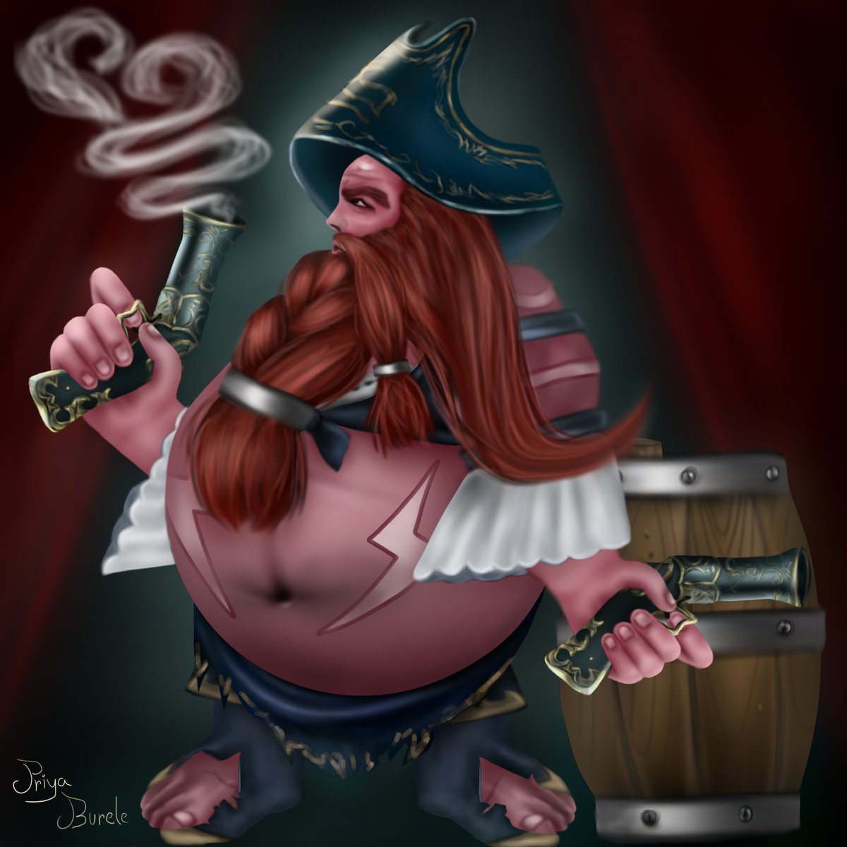 priyaburele's tweet photo. Ever seen Gragas Cosplaying Missfortune?
Made this artwork a month ago. 
Thought I should share here on Twitter as the league art community is very active here and I want to reach the right audience.
#LeagueOfLegends #MissFortune #LeagueOfLegendsFanArt #leagueoflegendsart #lolart https://t.co/ZlEKA2zJz2