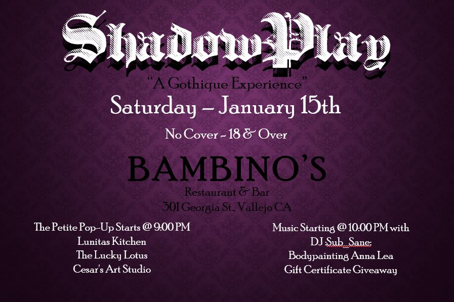 ItsDanseMacabre's tweet photo. Presented by @ItsDanseMacabre Opening night of ShadowPlay Goth Dance Night at @BambinosVallejo is happening tomorrow night! @VisitVallejo #Gothique #Darkwave #Industrial https://t.co/pN49LttpYB