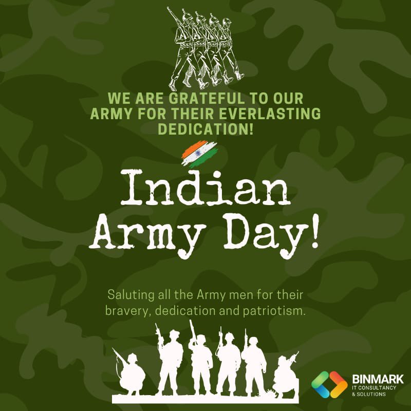 BinmarkIT's tweet photo. Forever indebted to the brave & valiant personnel and the families of the #IndianArmy. Thank you for safeguarding our beloved nation 🇮🇳 #ArmyDay #binmark #army #jaihind #india #countrylove https://t.co/uCf6dSU4QS