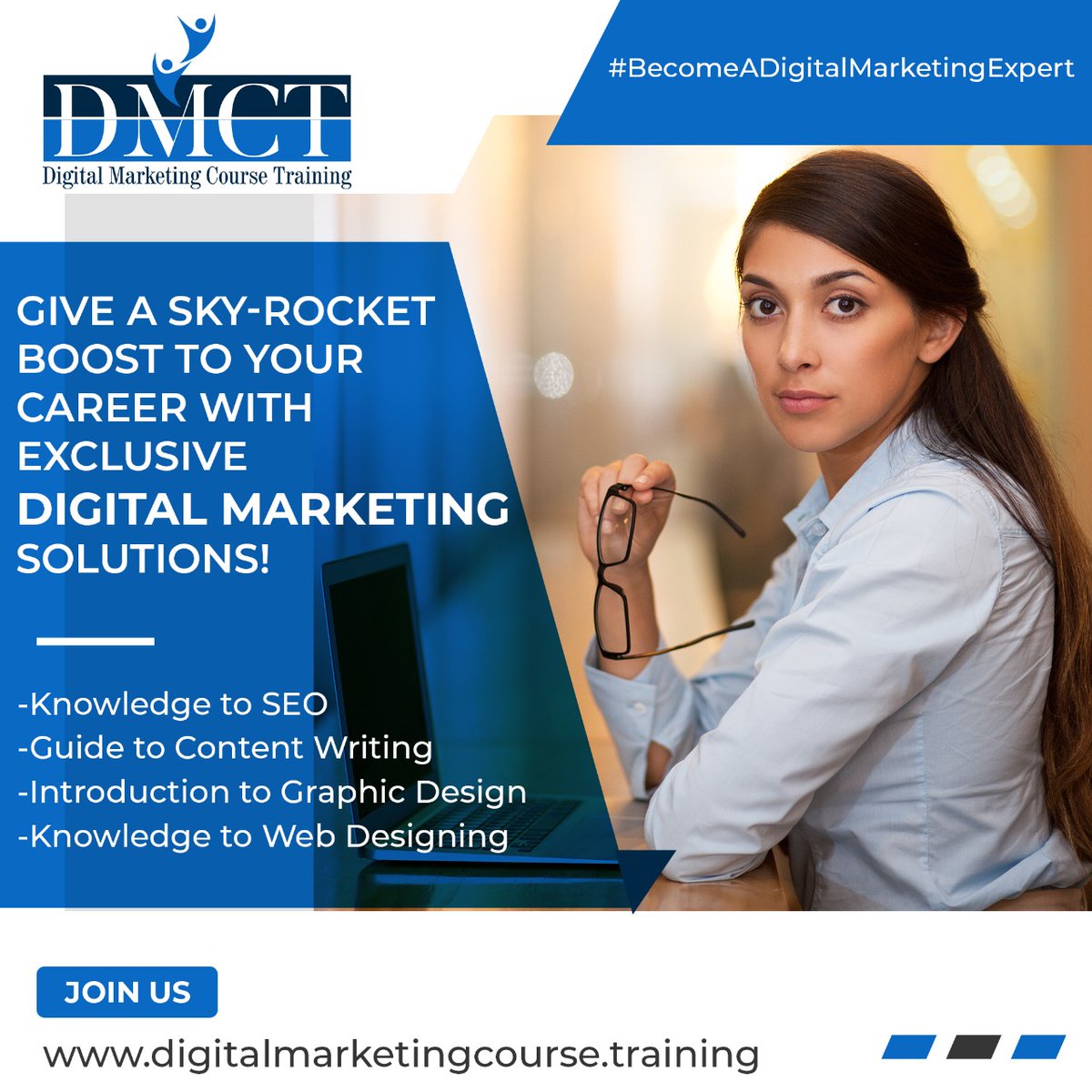 Give a sky-rocket boost to your career with exclusive digital marketing solutions! 
Call us 093198 44494
join Us
More info visit us lnkd.in/gc3c9tqb

#DMCT #Digitalmarketingcoursetraining #education #academia #career #careerpath #graphicdesigningcourse #digitalmarketing