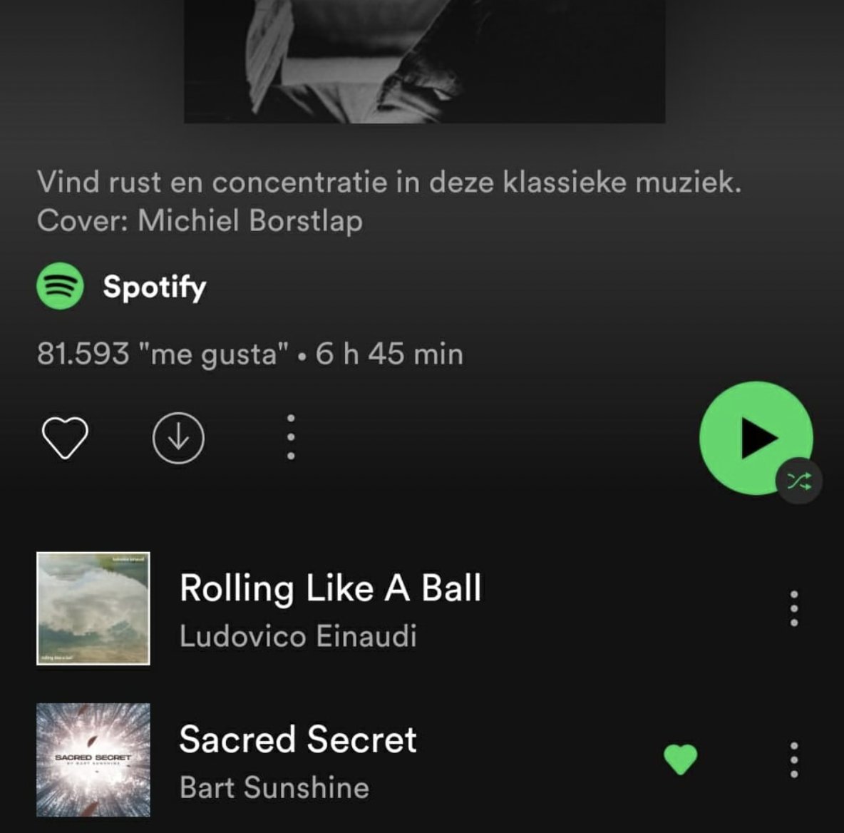 Bart Sunshine (@sunshinebart) on Twitter photo Sacred Secret is adding on a Spotify editorial. Calm & Focused. In the 2º place, below Ludovico Einaudi. This is truly a dream coming true.
Thanks <a href="/Spotify/">Spotify</a>, <a href="/pianoandnature/">Piano and Nature</a> <a href="/pmrecordings/">PM Recordings</a> <a href="/LAlvarezMusic/">Luis Álvarez</a>
#bartsunshine #sacredsecret #editorial #goal #piano #spotify #SpotifyPlaylist Sacred Secret is adding on a Spotify editorial. Calm & Focused. In the 2º place, below Ludovico Einaudi. This is truly a dream coming true.
Thanks <a href="/Spotify/">Spotify</a>, <a href="/pianoandnature/">Piano and Nature</a> <a href="/pmrecordings/">PM Recordings</a> <a href="/LAlvarezMusic/">Luis Álvarez</a>
#bartsunshine #sacredsecret #editorial #goal #piano #spotify #SpotifyPlaylist