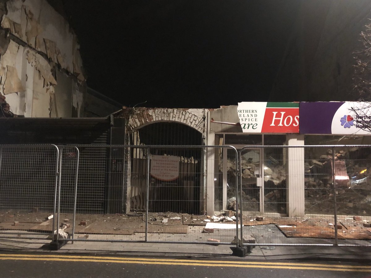 EDiamond136's tweet photo. In its day this building being demolished on Ballymena’s Ballymoney Street was iconic Opened in the 60s ‘The Fish And Chicken’ was one of the first carryouts in Ballymena It would have been open until around 1am as people left the nearby‘Flamingo Ballroom’ #Alittlebitofhistory ☹️ https://t.co/GaSZjU9Vc3