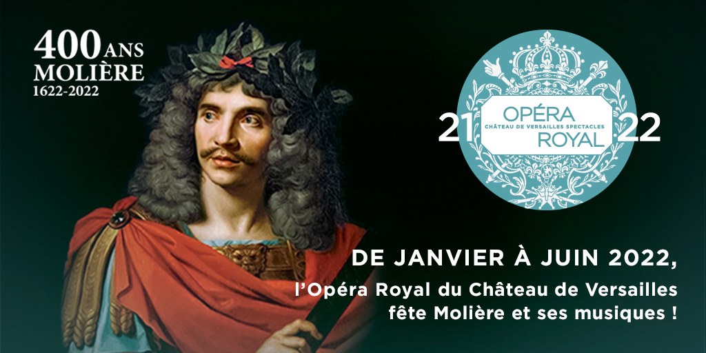 L'Opéra Royal du <a href="/CVersailles/">Château de Versailles</a> célèbre le 400e anniversaire de la naissance de #Molière avec un feu d'artifice théâtral et musical à la dimension de l'événement 🎭 🎶  ! #Moliere400
👉 Découvrez notre programmation sur bit.ly/3JHldd6