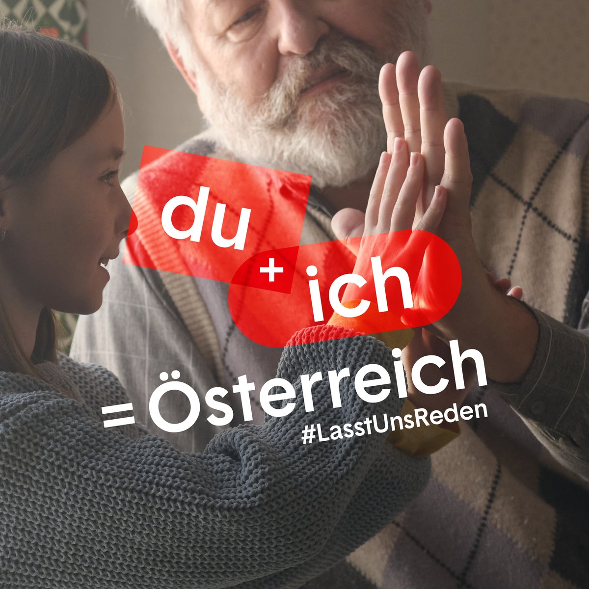 Kein Jung ohne Alt -  Unsere Gegensätze, unsere verschiedenen Sichtweisen machen uns aus. Gehen wir wieder aufeinander zu und reden miteinander! Du+Ich=Österreich

💡 Mehr Infos findest du hier ➡️ lasstunsreden.at

#LasstUnsReden