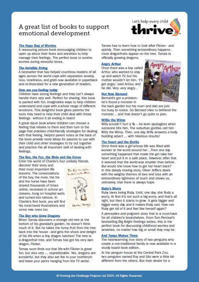 ThriveApproach's tweet photo. Looking for some new books to read with your children?

We have put together a list of great stories recommended to support emotional development - download your copy here: https://t.co/WrRUCuFf9y https://t.co/4cwEk55v8U