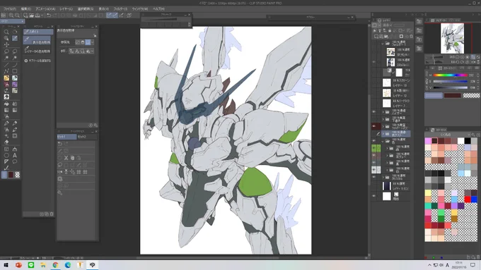 塗分け終わり。あとは描き込んでくだけ。 
