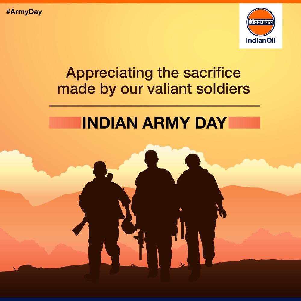 On the 74th celebration of #IndianArmyDay, #IndianOil salutes all the brave soldiers who sacrificed their lives for the nation. We would also like to thank and celebrate the soldiers in the Indian Army for their valiant service. Happy Indian Army Day.