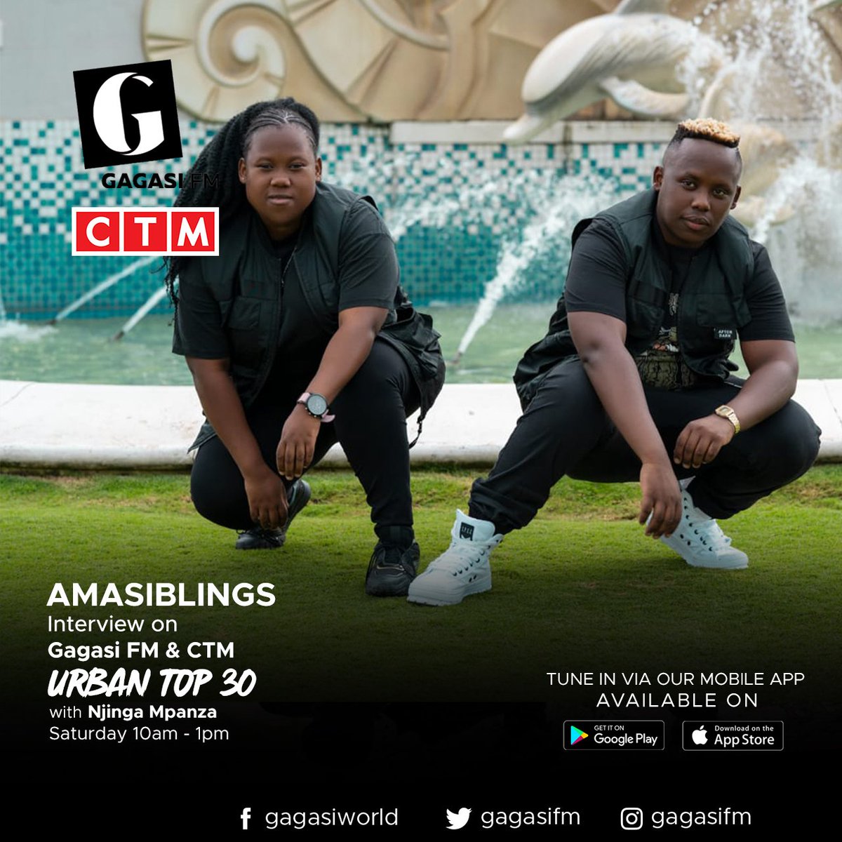 gagasifm's tweet photo. Catch the #UthandoLwami hitmakers #AmaSiblings on #GagasiFMUrbanTop30 namhlanje emoyeni.
#StillAtIt
#ungayncishi https://t.co/EPrx3nm3VC