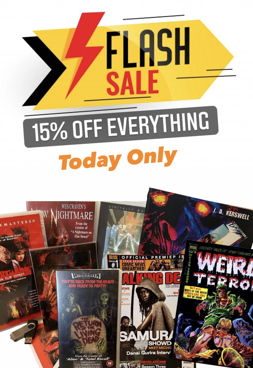 horrorasylum's tweet photo. FINAL DAY: 15% OFF EVERYTHING - Today Only! Grab a horror treat as soon as you can. Big discounts on everything in store. Visit https://t.co/bVW8nT1tII to start shopping. #horrorgift #horrormerch #sharethehorror #promotehorror #horrorbox #mysterybox @Horror_Retweet https://t.co/yyzm37wTUi