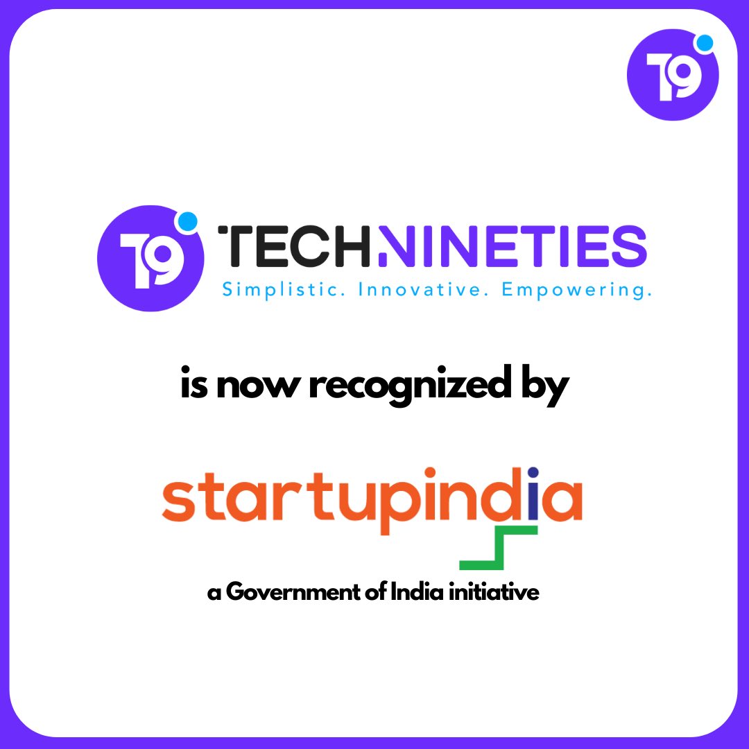 technineties's tweet photo. TechNineties is now recognized by Startup India programme, an initiative by Government of India https://t.co/pi9WMj7Jbp