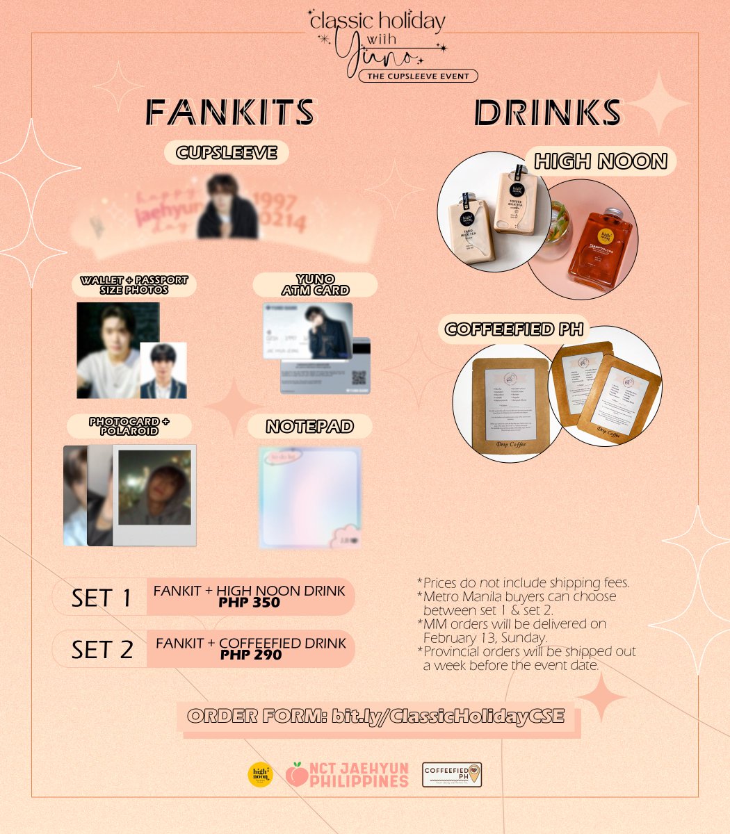 NCTJAEHYUNPH's tweet photo. ✧ Classic Holiday with Yuno ✧
The Cupsleeve Event

A Stay-at-Home Celebration for Jaehyun's 26th Birthday
February 13-14, 2022

Order Period: 01/15~1/28
DOP: 01/31
Order form &amp; full info: https://t.co/JbX7CBsrJh

#ClassicHolidayWithYuno #JAEHYUN #재현 #NCT #NCT127 https://t.co/rsO1KxF4tu