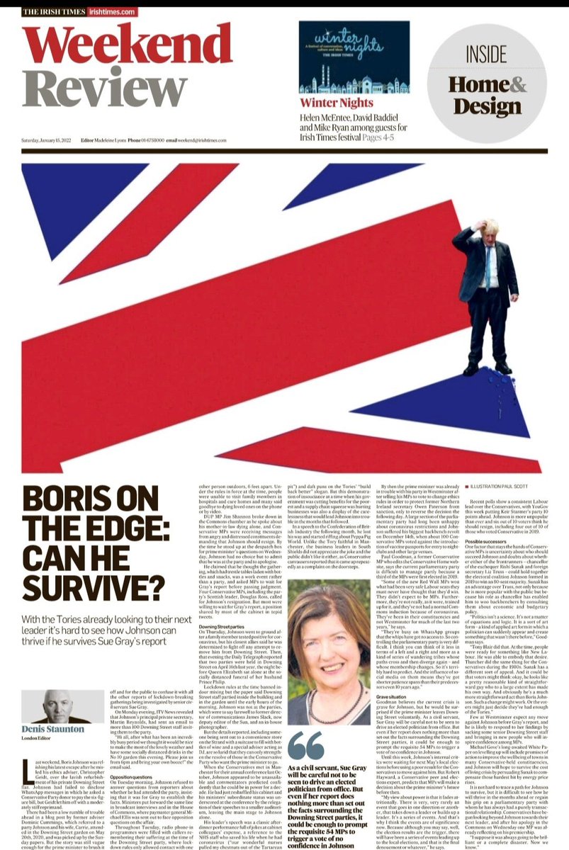 Paul5cott's tweet photo. Boris on the edge, illustration for @denisstaunton piece in today’s @IrishTimes https://t.co/iaVE82CmAR