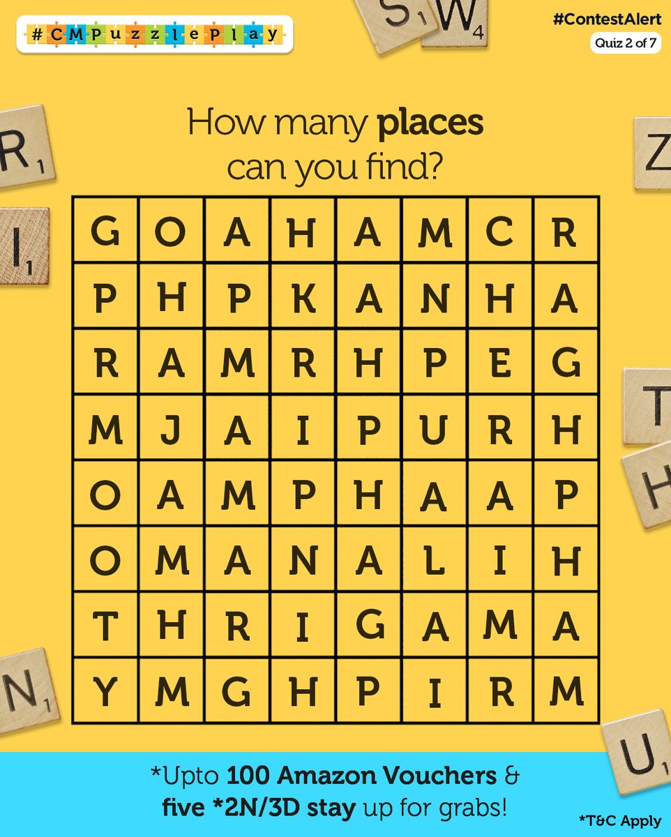 clubmahindra's tweet photo. #ContestAlert
Participate in #CMPuzzlePlay & win.*
Steps to follow
1) Comment your answer using #CMPuzzlePlay
2) Tag your family to win brownie points
3) Follow @clubmahindra on Instagram
4) Full TnC & participation registration link: https://t.co/3hZwMKS12B
*T&C apply https://t.co/y1Z1I8GC2p