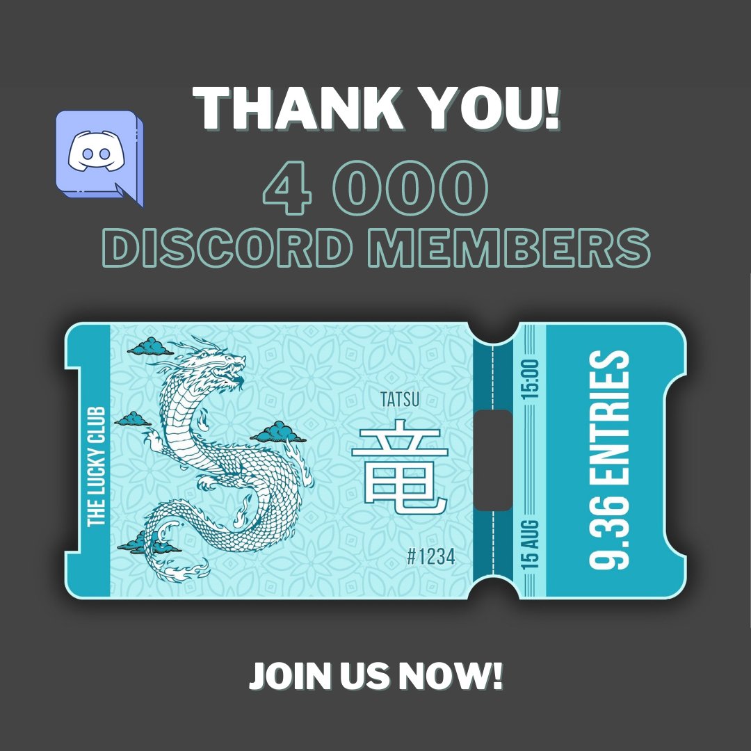 We are with over 4K DISCORD members. Lets keep on growing!

To celebrate, the team will giveaway one #NFT from out first collection. Ends in 12hrs!

🍀Like &amp; RT 
🍀Say Hi on Discord: discord.gg/gGfPHMZF5H
🍀Tag 2 friends

#Giveaways #NFTGiveaway #NFTCommunity #NFTProjects