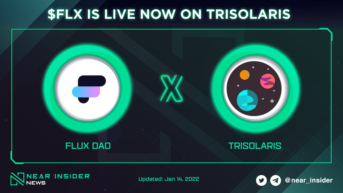 japh1_japhet's tweet photo. 🥳 $FLX is now live for trading on @auroraisnear via @trisolarislabs

Now, users can trade and receive $FLX on #Trisolaris 🔥

#Nearinsider #NEAR $TRI $FLX 
@OpenWebSandbox 
@NEARProtocol https://t.co/r9iK5p5vCX
