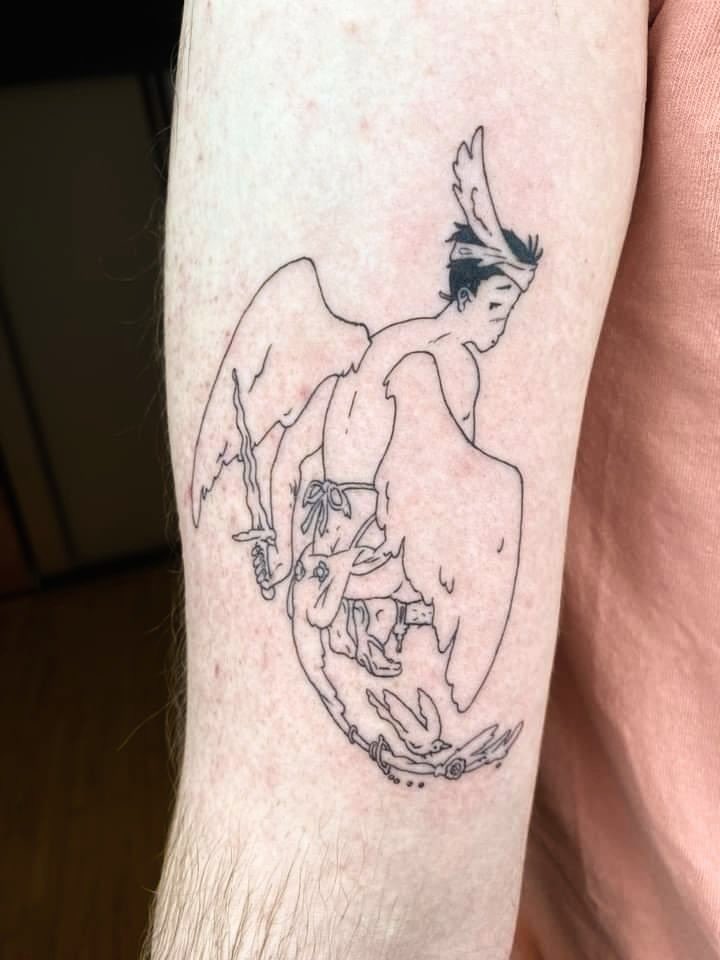 yesterdhir's tweet photo. ‘Feathers’ inked on @singerde, 
(by wrennymoo on instagram ) 🕊 https://t.co/SEPvCybKU9