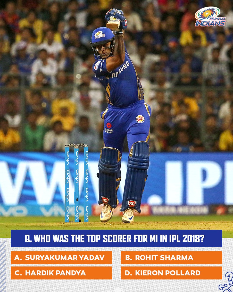 mipaltan's tweet photo. Some 💪 hitters in there! 

Paltan, get your 🧠🏃and tell us who was the top scorer for us in 𝟮𝟬𝟭𝟴⁉️

#OneFamily #MumbaiIndians #MITrivia https://t.co/EYHH0s6z5p