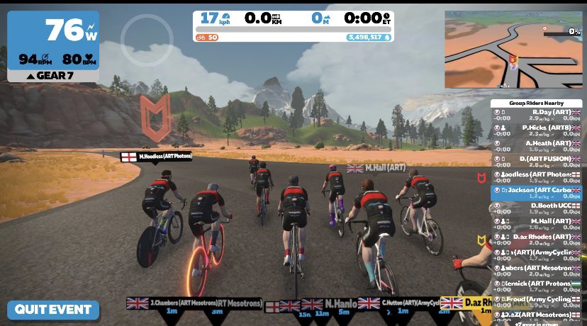 AtomRacingTeam's tweet photo. Friday night saw 22 @AtomRacingTeam members took to @GoZwift Watopia - Legend & Lava route for a steady state recovery ride. #PreparationIsKey #RideOn #OneCommunityOneFamily❤️🖤 https://t.co/uvNYOujmvV