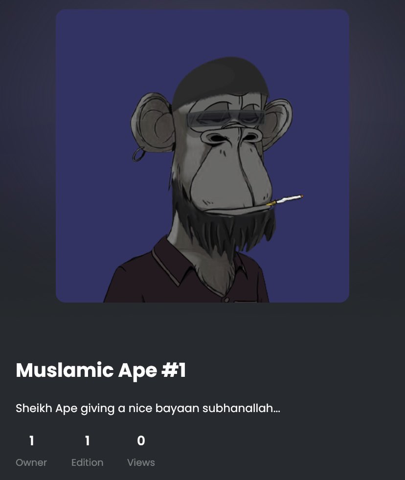 NFTinc_'s tweet photo. Part of the Muslamic Ape Club collection!!
Click the following link to purchase the newest NFT…

https://t.co/zM5R9fteSU https://t.co/5URegIaGzV