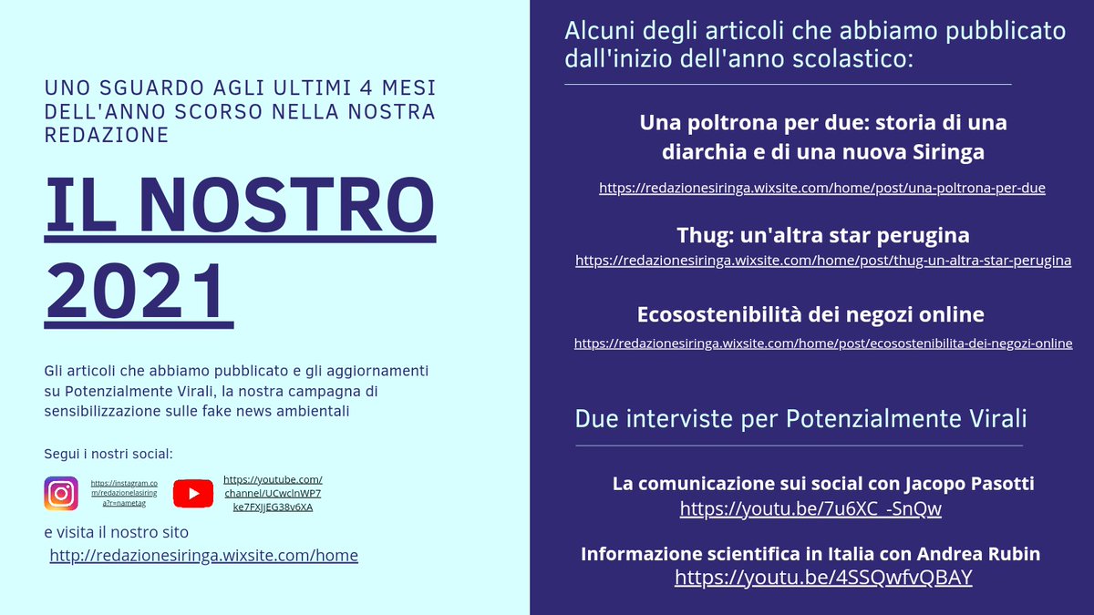 LSiringa's tweet photo. Popolo di Twitter, LaSiringa è tornata! L'anno scolastico è ormai ben avviato e vogliamo aggiornarvi su tutti i nostri articoli e progetti. Seguiteci sui nostri social e consultate il nostro sito per aggiornamenti e novità. 
https://t.co/2AIn8PI3eu https://t.co/1gBFbP8KXe