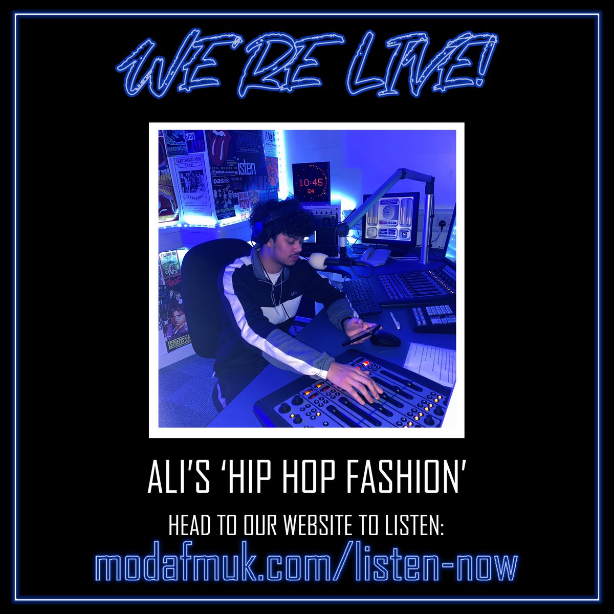 Ali is live now with 'Hip Hop Fashion'! Tune in on modafmuk.com/listen-now  #modafmuk #birminghammusic #birminghamradio #radio #music #fashion #culture #birmingham