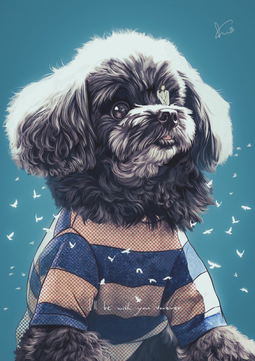 「愛犬と飼い主さんを、とのご依頼でした🐾✨ 」|sakio🐾書籍「4ステップで誰でもかわいく描ける いぬとねこのイラスト練習帖」発売中🐾のイラスト