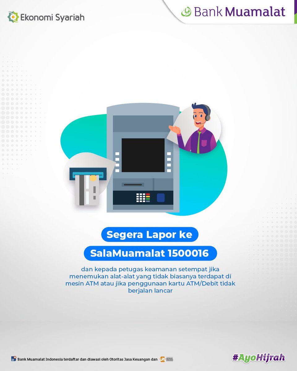 BankMuamalat's tweet photo. Assalamualaikum BMers!
Seiring dgn perkembangan teknologi, kejahatan transaksi perbankan juga semakin marak.Salah satunya melalui skimming. Untuk itu, kamu perlu waspada. Yuk, simak beberapa cara untuk mencegah skimming agar kamu terhindar dari kejahatan jenis ini.
#MuamalatTips https://t.co/GsuEatIOut