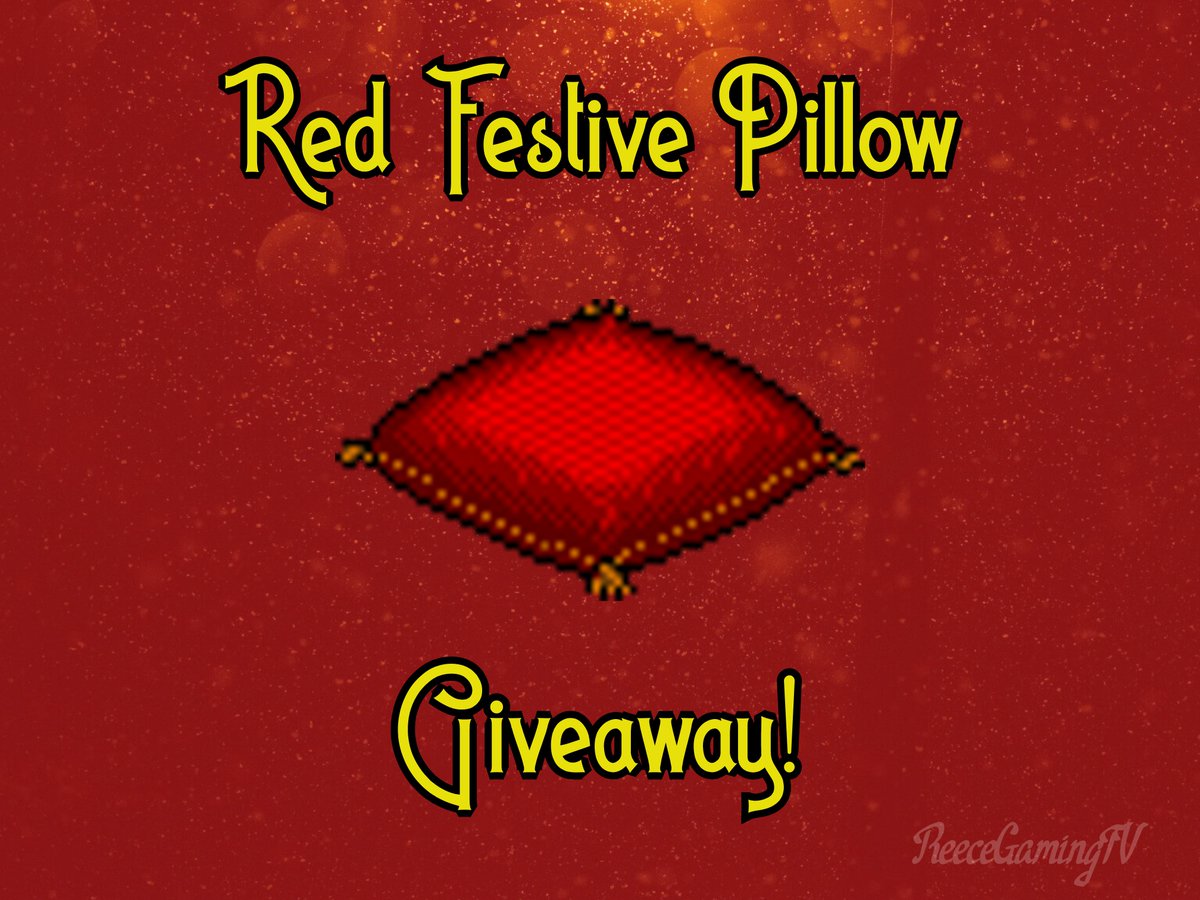 ReeceGamingTV's tweet photo. 🚨GIVEAWAY TIME!🚨

⭐️Want to win a Festive red pillow?⭐️

⭐️Follow⭐️

⭐️Re-tweet⭐️

⭐️Ends Tuesday January 18th⭐️

⭐️https://t.co/SQez0BFZJS only⭐️

⭐️#Habbo⭐️ https://t.co/VKNjn9yrwD
