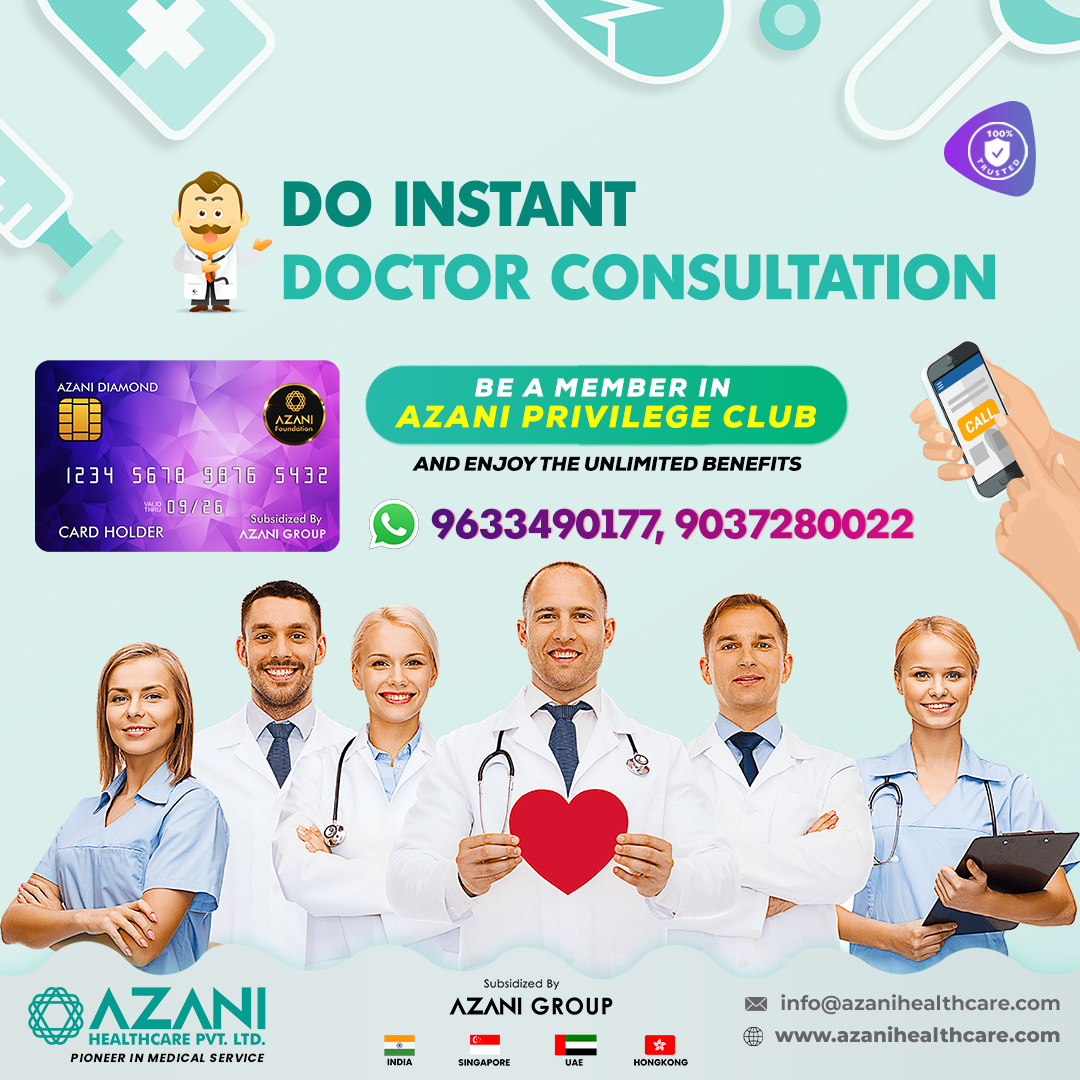 AzaniHealthcare's tweet photo. Skip the Que! Do Instant Doctor Consultation.

Get Unlimited Discounts in top accredited Hospitals, Diagnostic Centers, Pharmacies, Laboratories &amp; many medical centers using #AZANI Privilege Card

Make a positive difference with #AzaniGroup

📞 +91 9633490177, 9037280022 https://t.co/Ur1LLeAacr