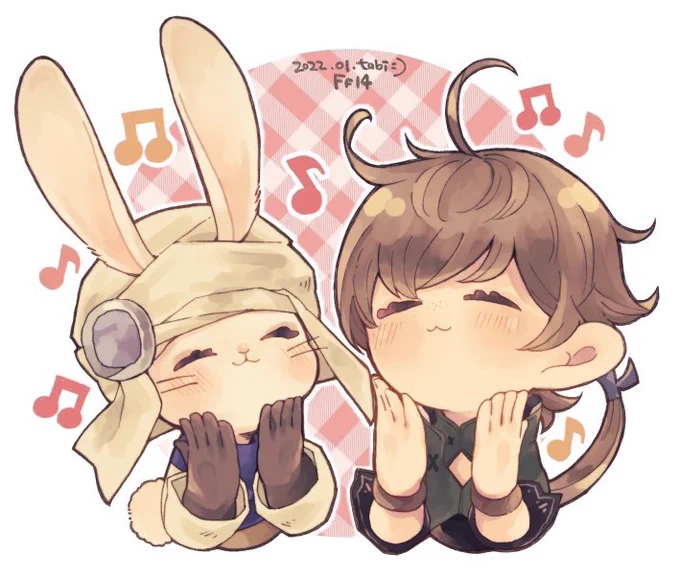 レポリットがほっぺをわしゃわしゃ?してる動き...かわいい☺️ #FF14 #FF14イラスト 