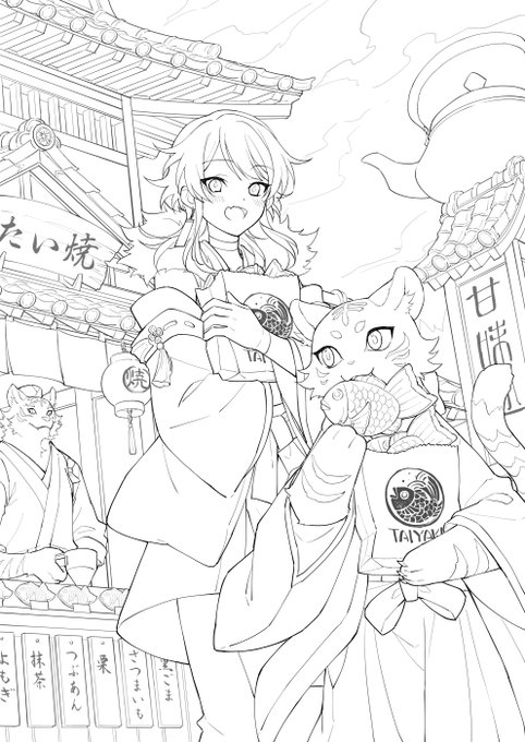 たい焼き 線画 