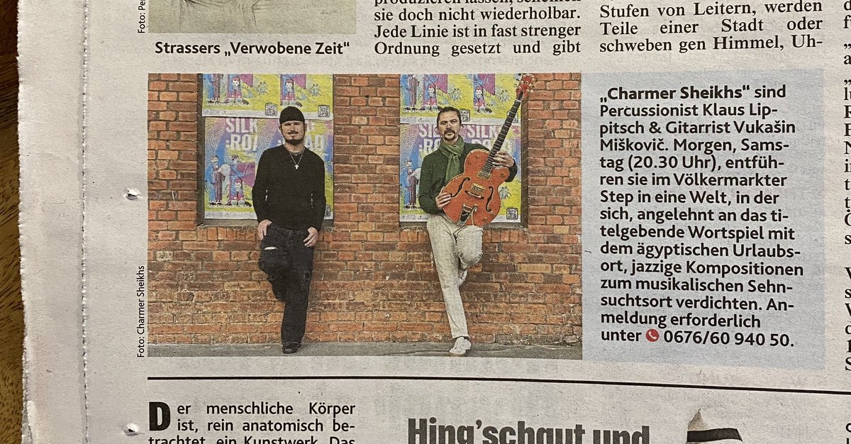 KlausLippitsch's tweet photo. Heute ab 20:30h im Jazzclub Step in Völkermarkt 
special guest: Milosh Milojevic an der Klarinette

Vielen Dank für die Ankündigung an Irina Lino von der Krone
.
.
.
 #jazz #concert #guest #musik #guitar #clarinet #percussion #step https://t.co/HzlRi1nuEg