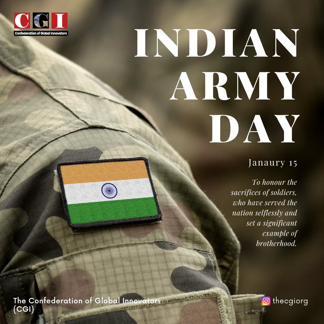 TheCGIorg's tweet photo. Indian Army Day 
To honour the sacrifices of the soldiers and acknowledge the efforts of the brave hearts
#IndianArmedForces #indianarmyday https://t.co/un7zmR5T56