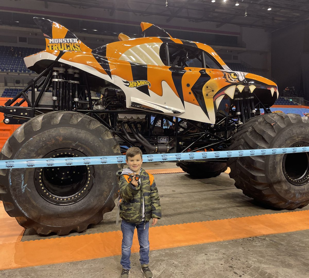 PBoothy3's tweet photo. We are so excited for this! #HotWheelsMonsterTrucksLive #LIVERPOOL #hotwheels #tigershark https://t.co/riTCTm9LBo
