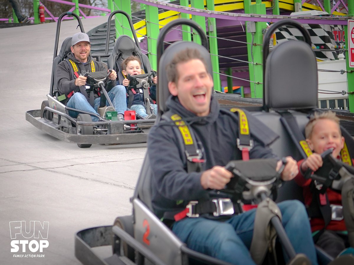 FunStopTN's tweet image. Nothing like dads competing! Try our three go kart tracks today 🏁
⠀
#funstop #family #action #park #gokarts #kidrides #skyscraper #slingshot #zipline #pigeonforge #vacation #smokymountains