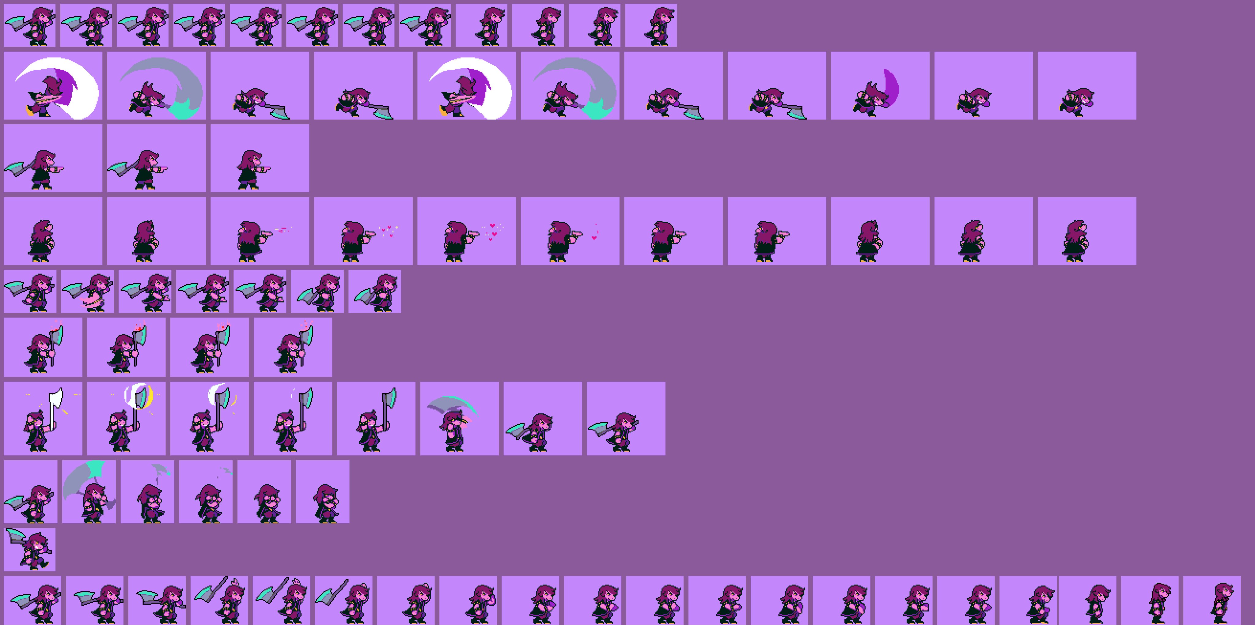 Semi Frequent Undertale Facts on X: * A full sprite sheet for Susie with  her eyes exposed in battle can be found in the games files, however they  go mostly unused since
