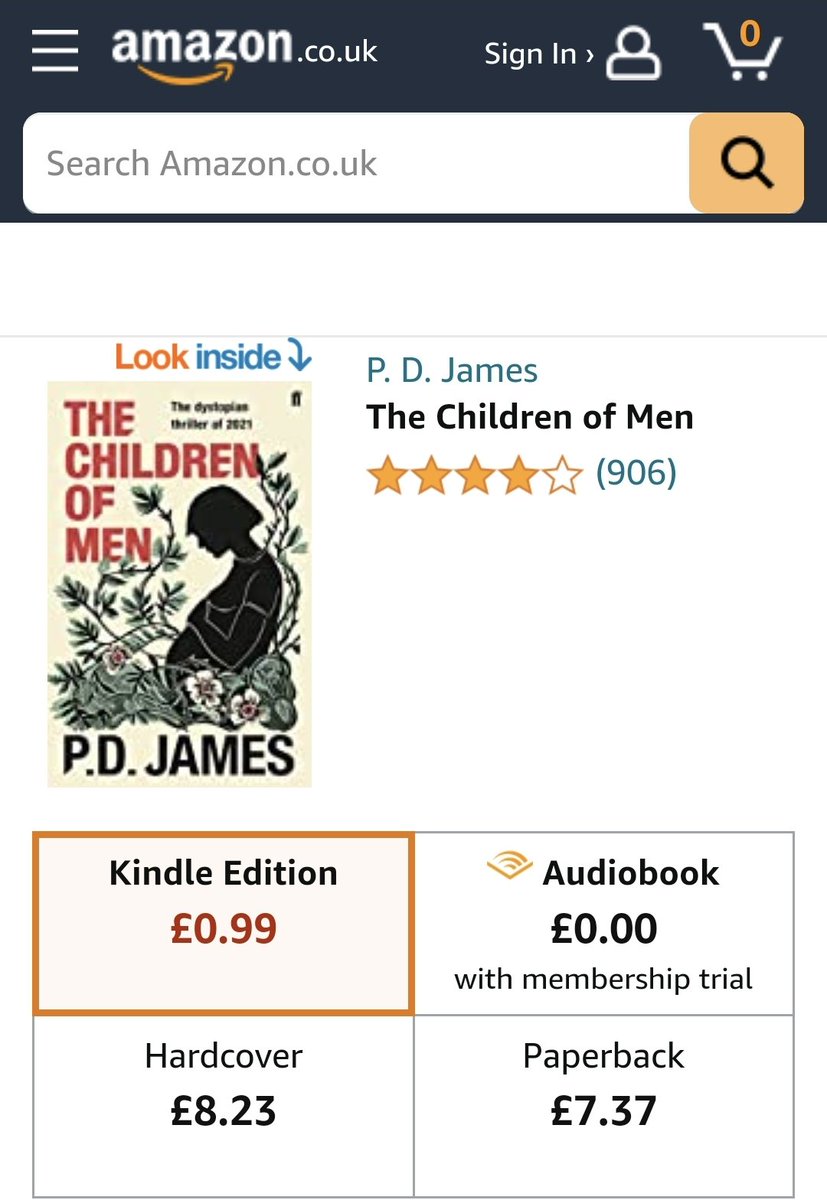 wombatclaws's tweet photo. The original novel of Children Of Men by P.D.James is currently 99p on kindle. If you've never read it, you should. If you've seen the film, you should read it too. https://t.co/fdmDdgNHh8