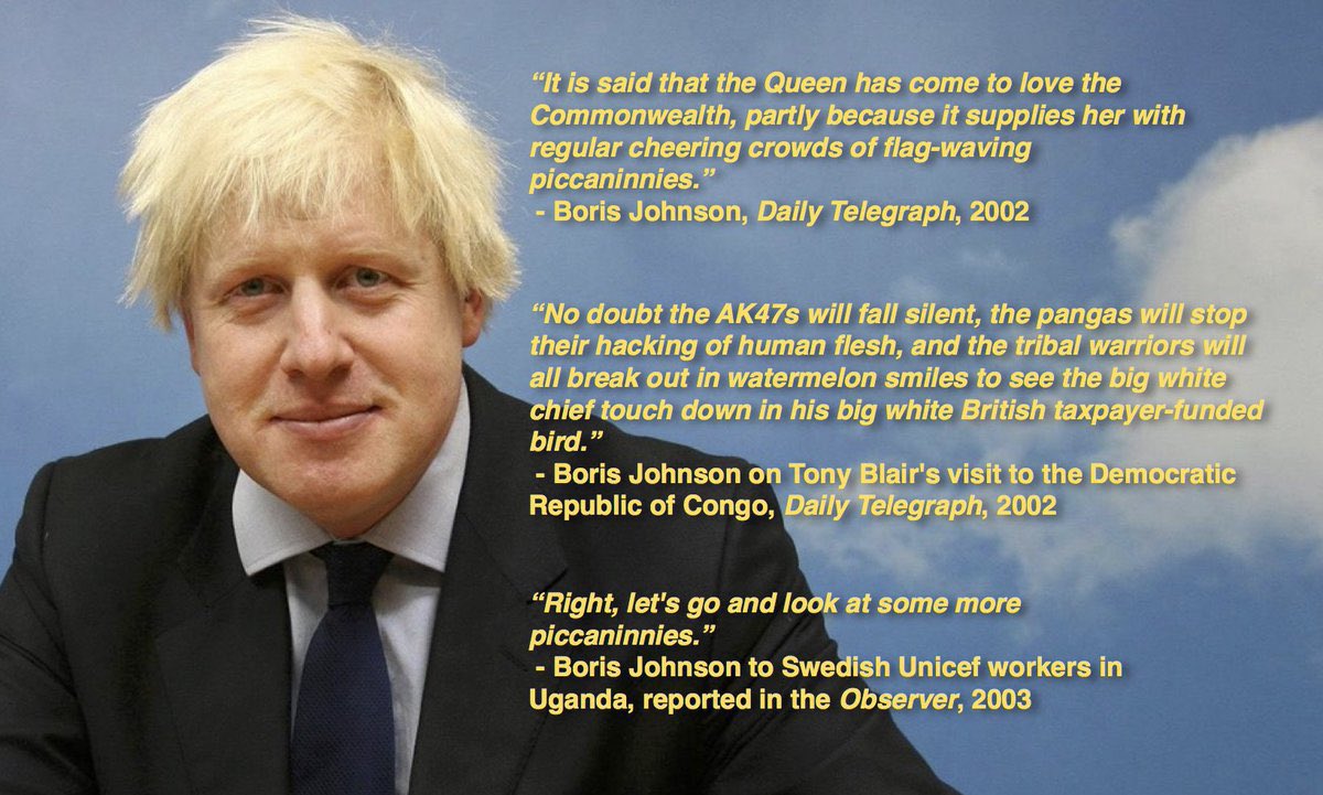 BrexitBuster's tweet photo. These racist and/or homophobic comments by Al ‘Boris’ Johnson were never ‘taken out of context’. There is NO context in which they could EVER be acceptable. Vile propaganda of the exact sort the National Front peddled back in the 1970s.
#RacistJohnson #BigotPM #JohnsonOut #GTTO https://t.co/4aLvRU3XSe