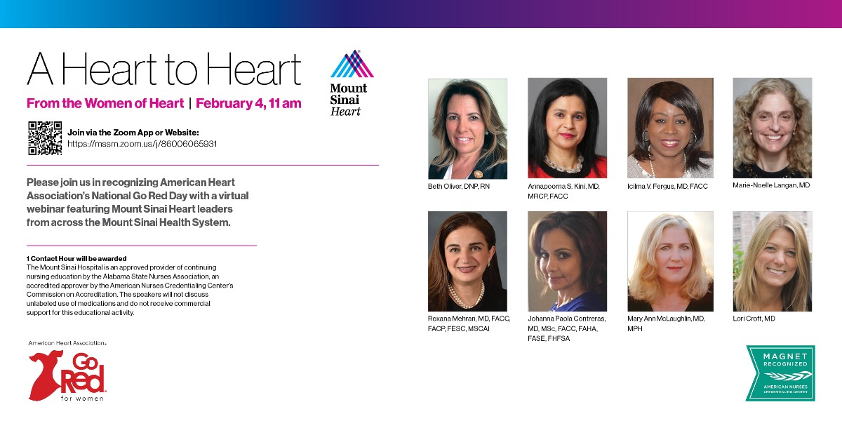 On February 4, 2022, at 11 AM, we will be hosting our "A Heart to Heart" webinar in recognition of Go Red For Women Day. Please be sure to join us for a discussion on #WomensHealth.

#GoRedForWomen #MSHeart