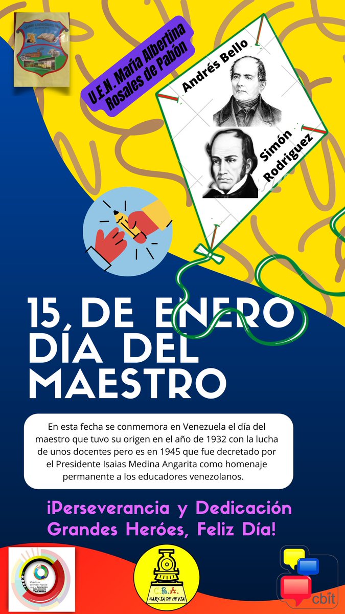 #15Enero día de los #MaestrosForjadoresDeAmor una labor encomiable que se realiza en cada rincón del país 🇻🇪 una felicitación enorme para todos 👏📝📚💪 <a href="/FundabitTachira/">Fundabit Táchira</a> @ZonaEducTachira <a href="/Fundabit_/">FundabitOficial</a> @MPPEDUCACION <a href="/garciadeheviac2/">garciadeheviacra</a> <a href="/Crazet2011/">Crazet2011</a>