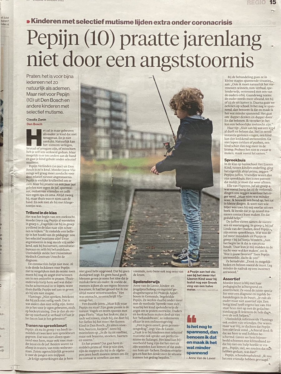 In de Gelderlander van 14 januari dit artikel. Kinderen kunnen baat hebben bij Vissen en genieten in de natuur!