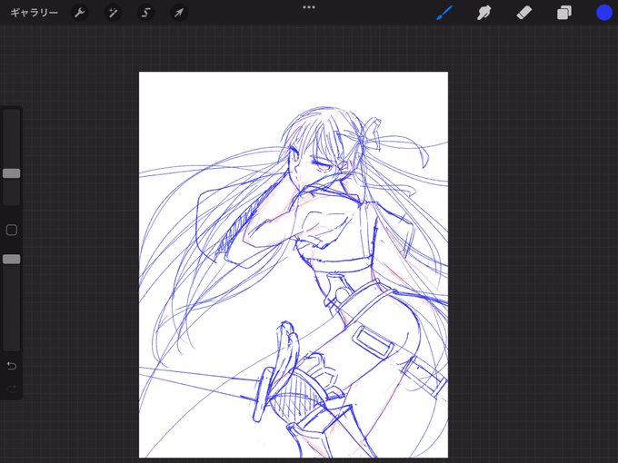 お尻を嬉々として描いてたけど、結局見えなくなるって気づいてしゅんとしてる 