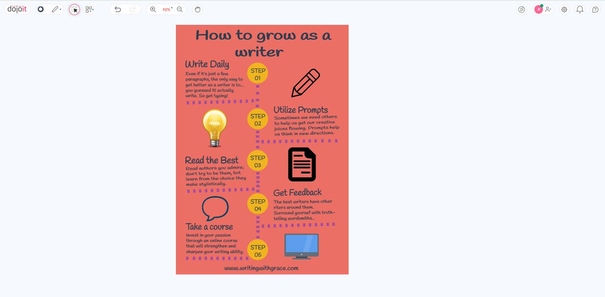 MayaIsl11252219's tweet photo. Even if it's just a few paragraphs,
the only way to get better as a writer
is to...you guessed it! actually write.
So get typing!
#dojoit
#whiteboard
#onlinewhiteboard
#writedaily
#utilizeprompts
#readthebest
#getfeedback
To know more visit: https://t.co/KIL8Fv53Nf https://t.co/u2y4fu2zha