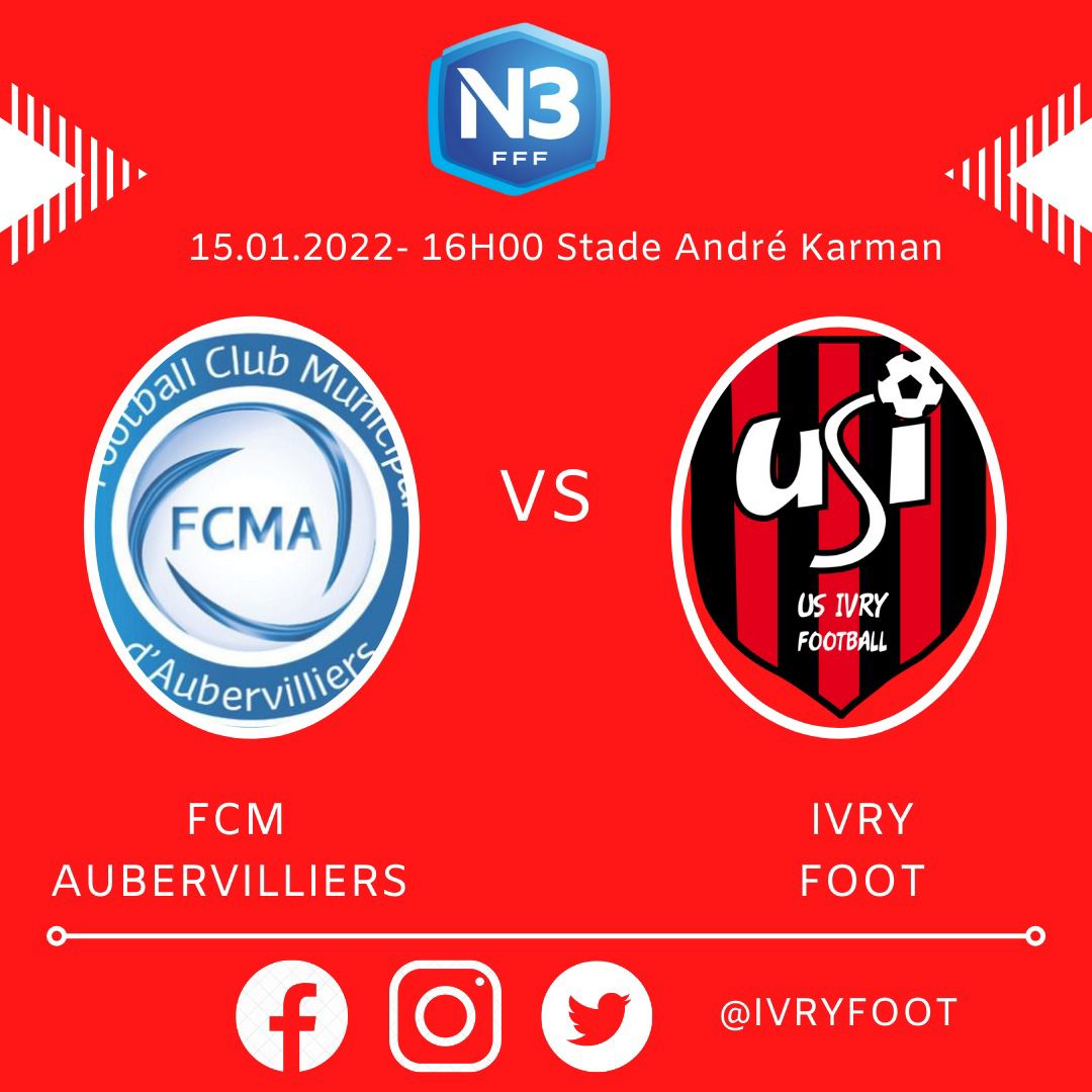 ivryfoot's tweet photo. Retour de la #N3 ce samedi 15 janvier à 16h00 avec la 11e journée entre @FCMAuber et @ivryfoot 🔴⚫️ https://t.co/6z54EaId4j