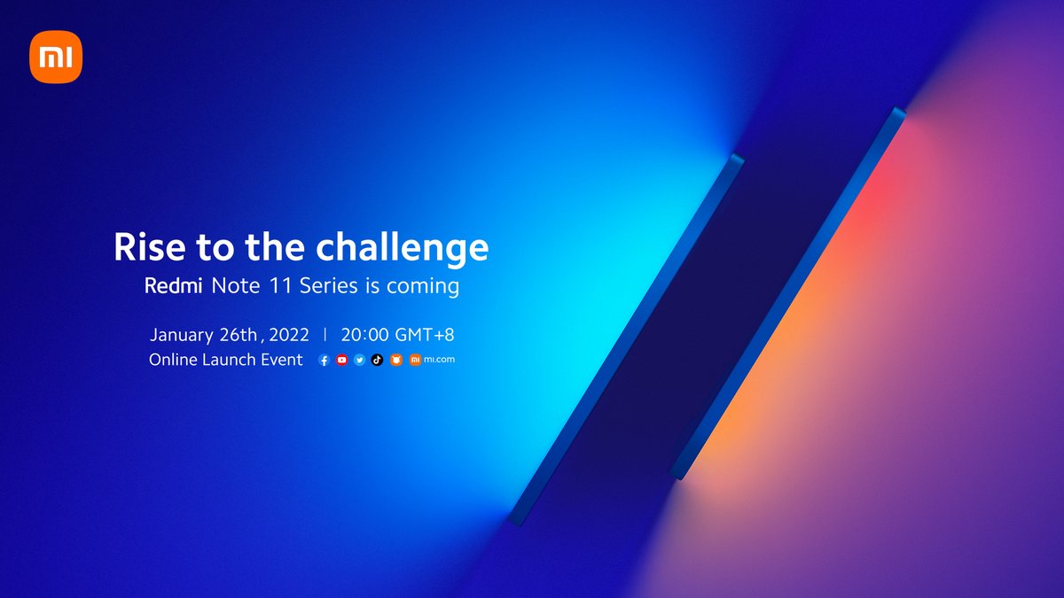 This year, our #RedmiNote11Series is ready to #RiseToTheChallenge!

Join us to witness the launch of this legend on January 26th at 20:00 (GMT+8)!