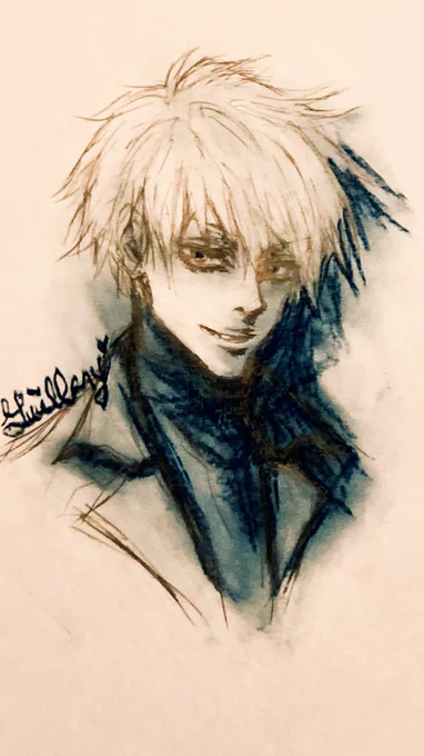 パステルで落書き #五条悟 駄目だ手が汚れる😇 