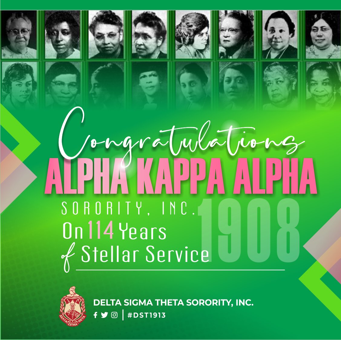 Congratulations to the amazing women of Alpha Kappa Alpha Sorority, Incorporated on 114 years of stellar service! #AKA <a href="/akasorority1908/">Alpha Kappa Alpha</a>