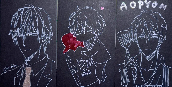 メッセージと裏に箔遊び落書き 