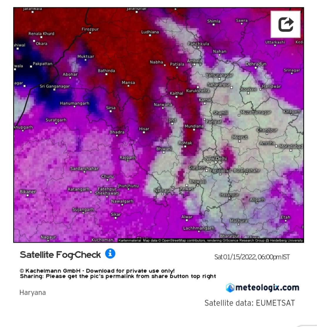 AdityaKumar80's tweet photo. #Kaul 9.8°C
#Hoshiyarpur 9.9°C
#Mahendragarh 10°C
#Kurukshetra 10°C
#Gurdaspur 10.2°C
#Pehowa 10.5°C
#Samarala 10.9°C
#Sonipat 11.2°C
#Nurmahal 11.3°C
#Baghpat 11.4°C
#Sangrur 11.8°C
#Fog layer over #Haryana and #Delhi NCR will furthur expand over many areas during overnight. https://t.co/fMVilh1uXv
