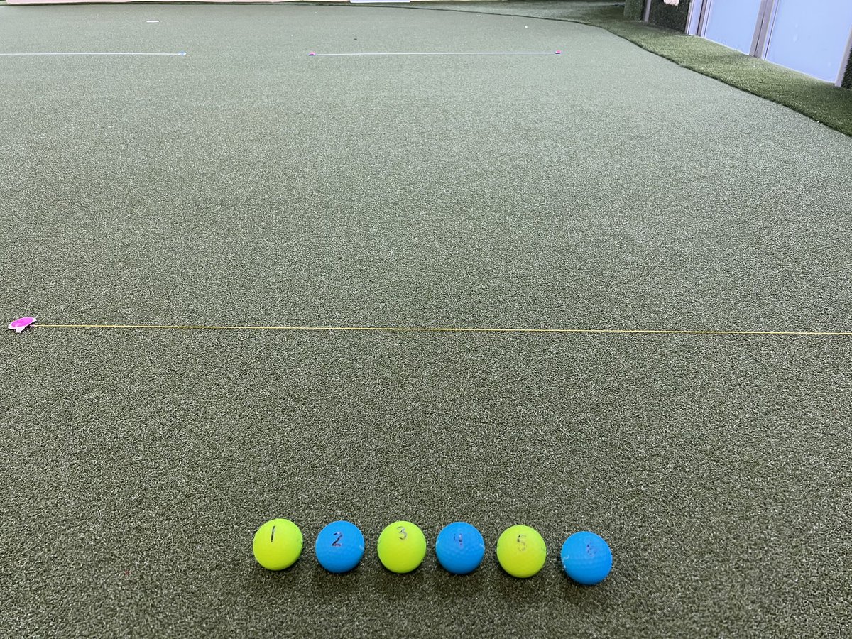 iacas's tweet photo. Number six balls 1-6. Randomly draw them from a bag. Putt to a 4’ x 10’ area fifteen feet away so that the balls are in order and in the area.

Great game for distance control, and you’ve gotta keep balls 1-3 to the sides if you draw them early. #golf #juniorelite #golfevolution https://t.co/YlS6nHm2xh